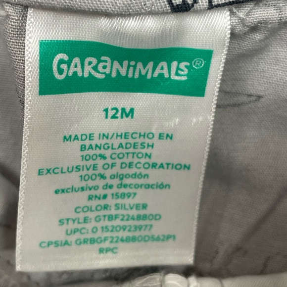 Garanimals Gray and Blue Dinosaur Set 2 pants and 1 shirt Size: 12m - Picture 6 of 7